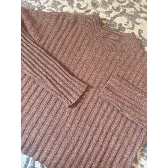 Madewell mockneck cropped brown women’s‎ sweater large - Picture 1 of 8